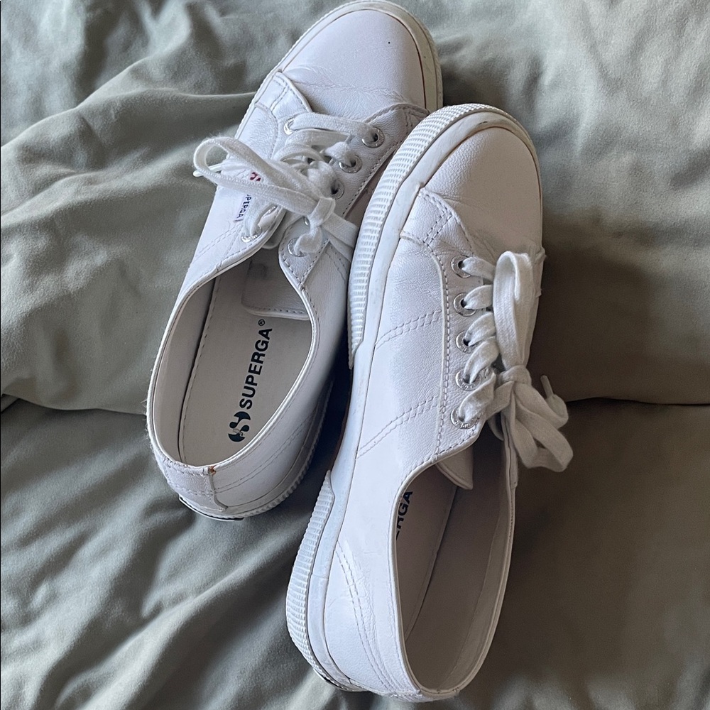 Superga Classic White Lace-Up Sneakers